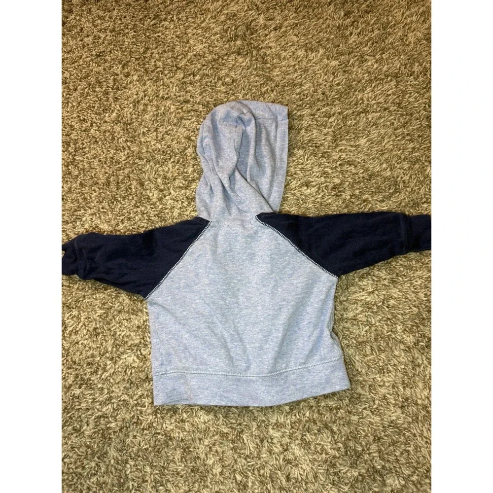Carter's Baby Boy 3M Zip Up Hoodie Light Blue Navy Raglan Property of Mommy